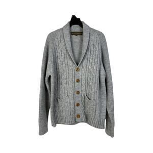 The Broadway Grandpa Cardigan Sweater Mens XL Cable Knit Shawl Collard Fisherman
